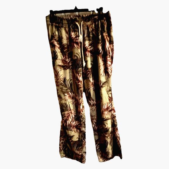 CALI 1850 Linen Blend Palazzo Pants Size Medium Tropical Leaf Print Beach Cruise - Picture 1 of 8